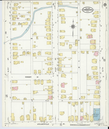 Sanborn Fire Insurance Map from Cambridge, Guernsey County, Ohio (1909), Sheet #0009 - Complete Map Set gallery image, historic Sanborn map, vintage wall art, Ohio Ohio