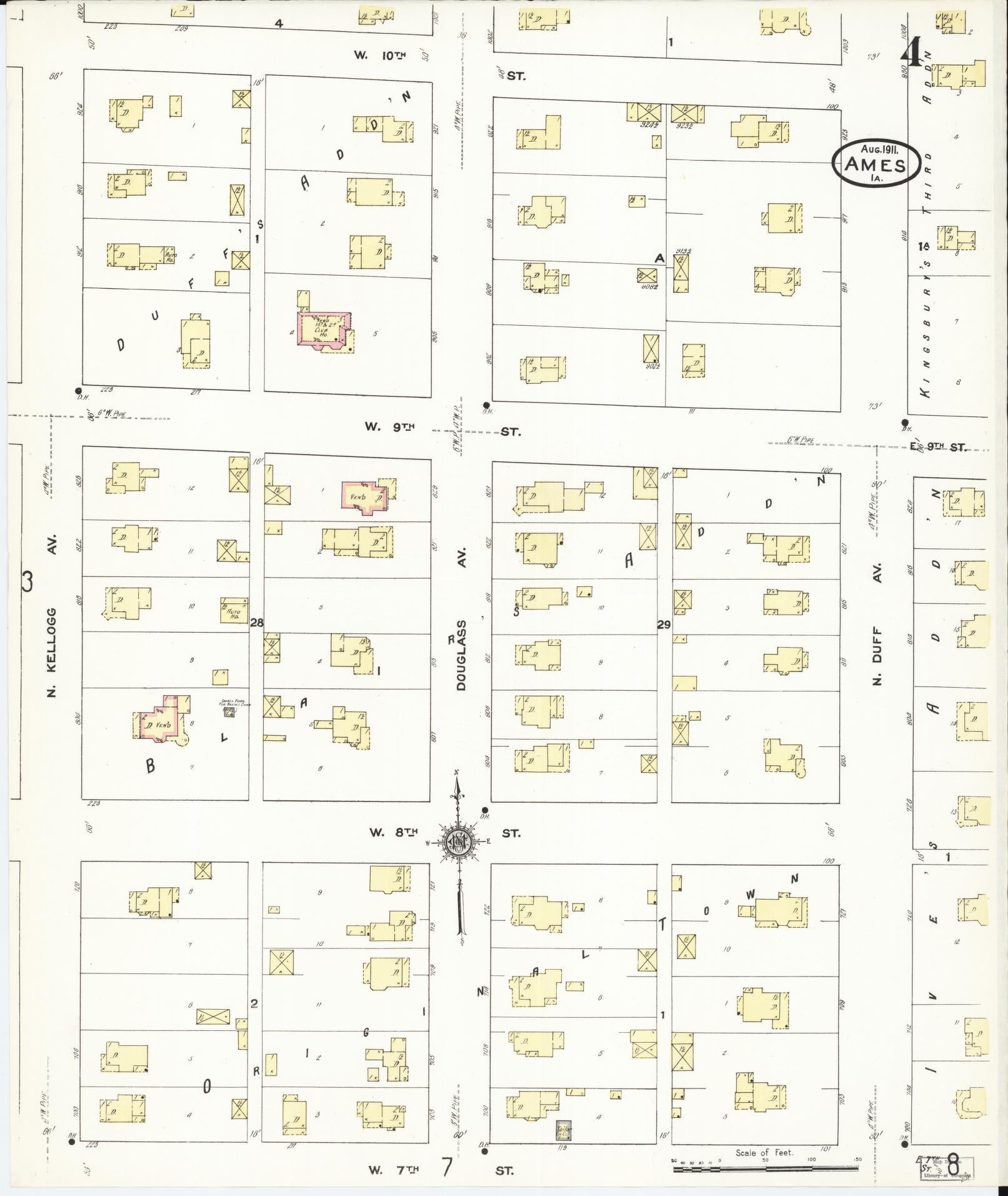 Sanborn Fire Insurance Map from Ames, Story County, Iowa (1911), Sheet #0004 - Historic Sanborn Fire Insurance Map Print