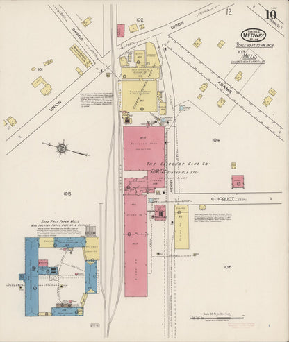 Sanborn Fire Insurance Map from Medway, Norfolk County, Massachusetts (1922), Sheet #0010 - Complete Map Set gallery image, historic Sanborn map, vintage wall art, Massachusetts Massachusetts