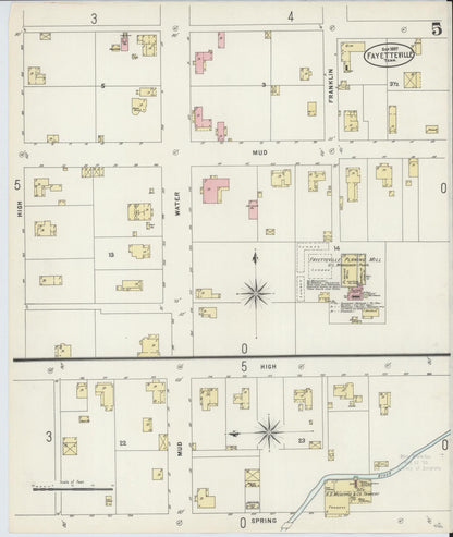 Sanborn Fire Insurance Map from Fayetteville, Lincoln County, Tennessee (1897), Sheet #0005 - Complete Map Set gallery image, historic Sanborn map, vintage wall art, Tennessee Tennessee