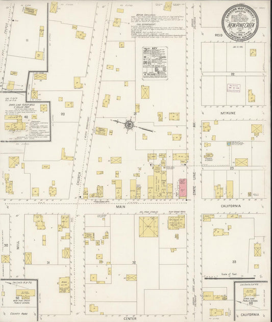 Sanborn Fire Insurance Map from New Pine Creek, Lake County, Oregon (1915), Sheet #0001 - Historic Sanborn Fire Insurance Map Print, vintage old map wall art, antique decor, genealogy gift, Oregon Oregon map