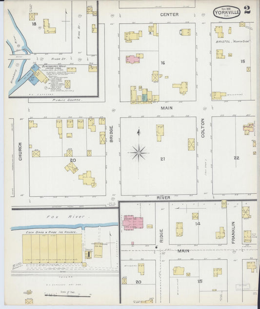 Sanborn Fire Insurance Map from Yorkville, Kendall County, Illinois (1892), Sheet #0002 - Historic Sanborn Fire Insurance Map Print, vintage old map wall art, antique decor, genealogy gift, Illinois Illinois map