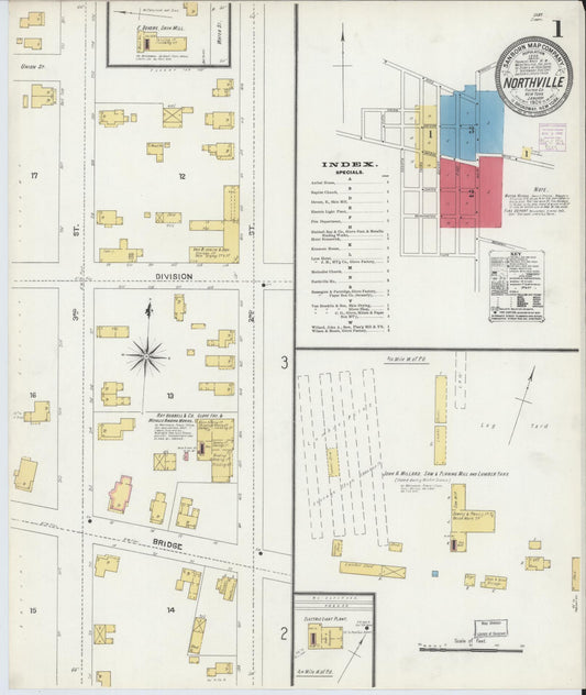Sanborn Fire Insurance Map from Northville, Fulton County, New York (1906), Sheet #0001 - Complete Map Set gallery image, historic Sanborn map, vintage wall art, New York New York