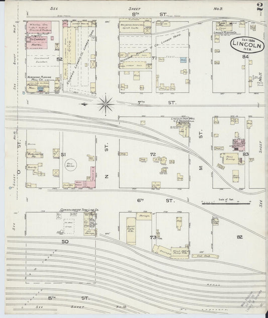 Sanborn Fire Insurance Map from Lincoln, Lancaster County, Nebraska (1886), Sheet #0002 - Historic Sanborn Fire Insurance Map Print, vintage old map wall art, antique decor, genealogy gift, Nebraska Nebraska map