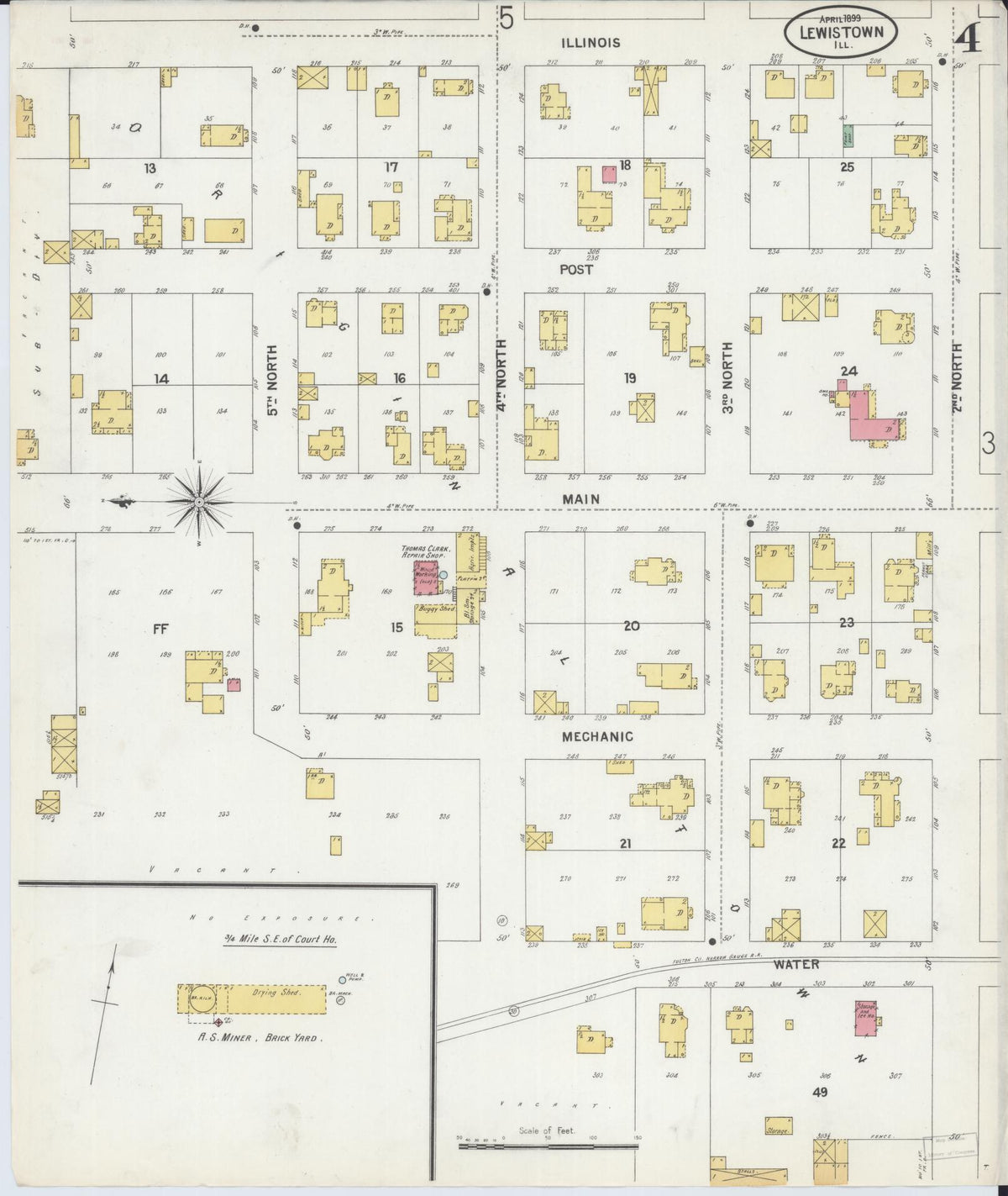 Sanborn Fire Insurance Map from Lewistown, Fulton County, Illinois (1899), Sheet #0004 - Complete Map Set gallery image, historic Sanborn map, vintage wall art, Illinois Illinois