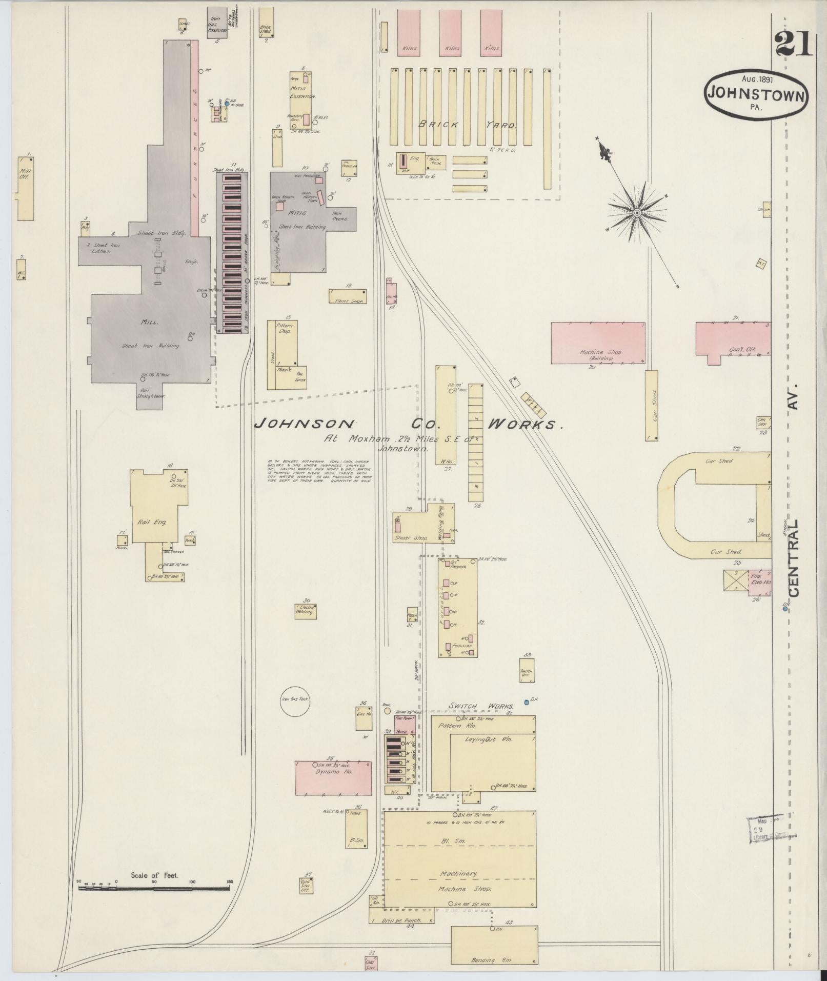 Sanborn Fire Insurance Map from Johnstown, Cambria County, Pennsylvania (1891), Sheet #0021 - Complete Map Set gallery image, historic Sanborn map, vintage wall art, Pennsylvania Pennsylvania
