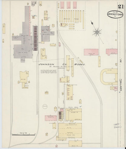 Sanborn Fire Insurance Map from Johnstown, Cambria County, Pennsylvania (1891), Sheet #0021 - Complete Map Set gallery image, historic Sanborn map, vintage wall art, Pennsylvania Pennsylvania