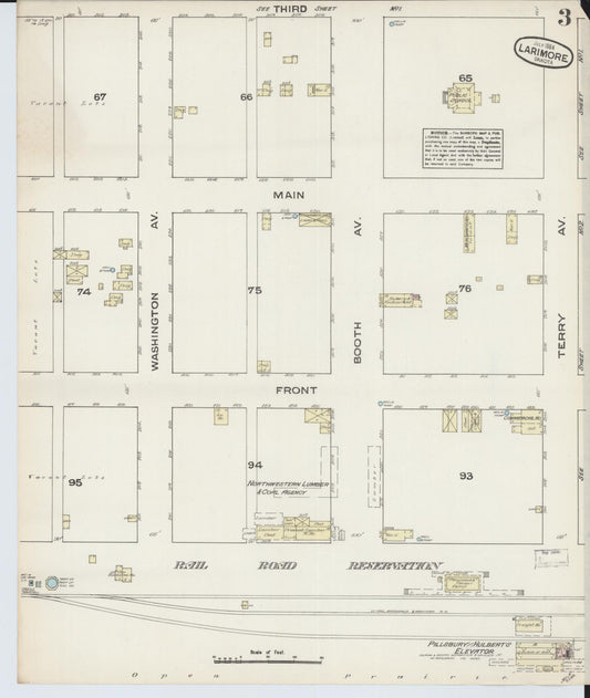 Sanborn Fire Insurance Map from Larimore, Grand Forks County, North Dakota (1884), Sheet #0003 - Historic Sanborn Fire Insurance Map Print, vintage old map wall art, antique decor, genealogy gift, North Dakota North Dakota map