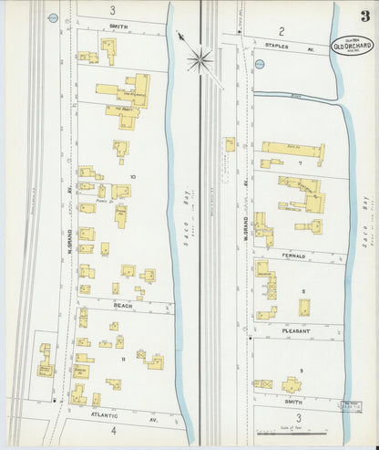 Sanborn Fire Insurance Map from Old Orchard, York County, Maine (1904), Sheet #0003 - Complete Map Set gallery image, historic Sanborn map, vintage wall art, Maine Maine