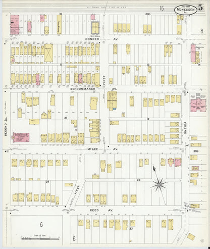 Sanborn Fire Insurance Map from Monessen, Westmoreland County, Pennsylvania (1908), Sheet #0005 - Complete Map Set gallery image, historic Sanborn map, vintage wall art, Pennsylvania Pennsylvania