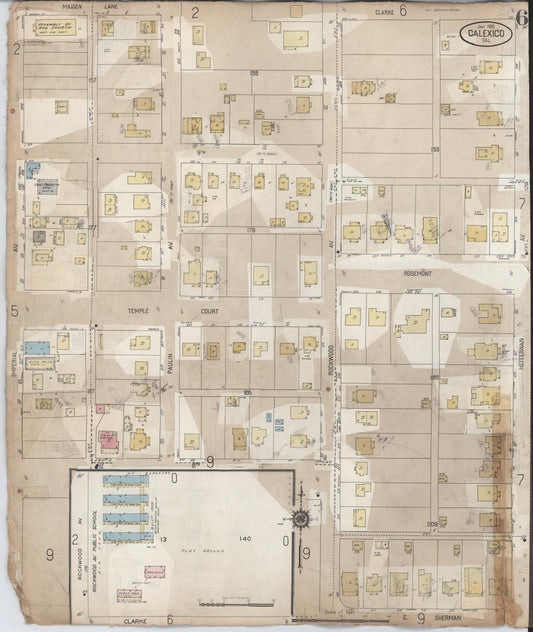 Sanborn Fire Insurance Map from Calexico, Imperial County, California (1956), Sheet #0006 - Historic Sanborn Fire Insurance Map Print, vintage old map wall art, antique decor, genealogy gift, California California map