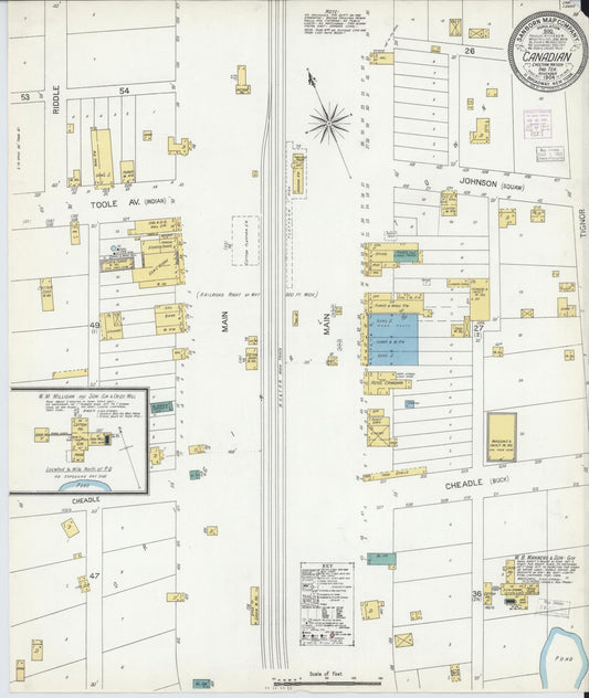 Sanborn Fire Insurance Map from Canadian, Pittsburg County, Oklahoma (1904), Sheet #0001 - Historic Sanborn Fire Insurance Map Print, vintage old map wall art, antique decor, genealogy gift, Oklahoma Oklahoma map