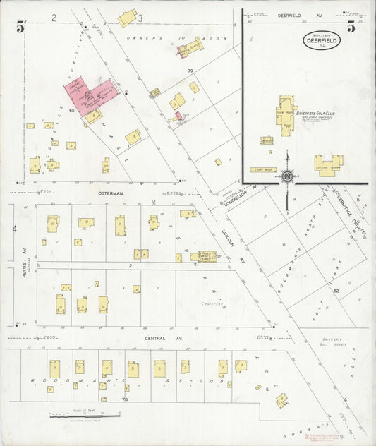 Sanborn Fire Insurance Map from Deerfield, Lake County, Illinois (1929), Sheet #0005 - Historic Sanborn Fire Insurance Map Print, vintage old map wall art, antique decor, genealogy gift, Illinois Illinois map