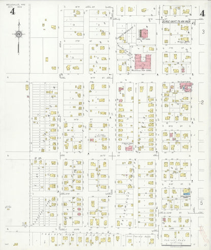 Sanborn Fire Insurance Map from Belleville, Republic County, Kansas (1933), Sheet #0004 - Complete Map Set gallery image, historic Sanborn map, vintage wall art, Kansas Kansas