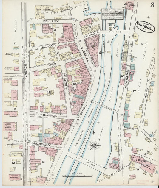 Sanborn Fire Insurance Map from Whitehall, Washington County, New York (1884), Sheet #0003 - Historic Sanborn Fire Insurance Map Print, vintage old map wall art, antique decor, genealogy gift, New York New York map