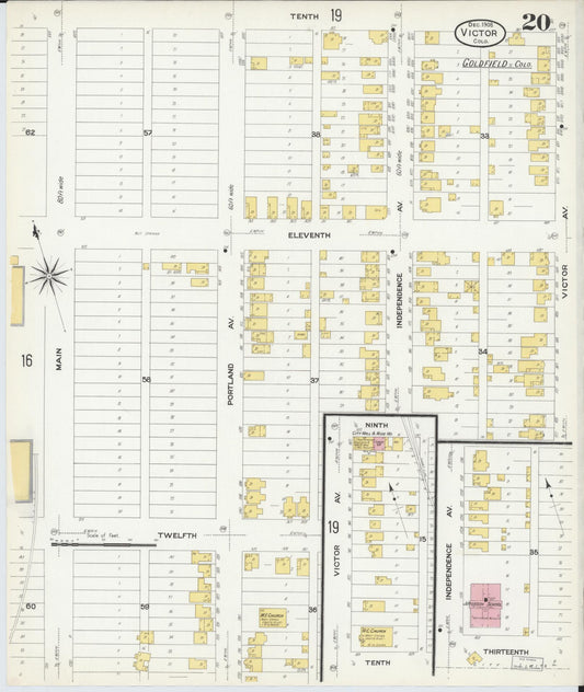Sanborn Fire Insurance Map from Victor, Teller County, Colorado (1908), Sheet #0020 - Historic Sanborn Fire Insurance Map Print, vintage old map wall art, antique decor, genealogy gift, Colorado Colorado map