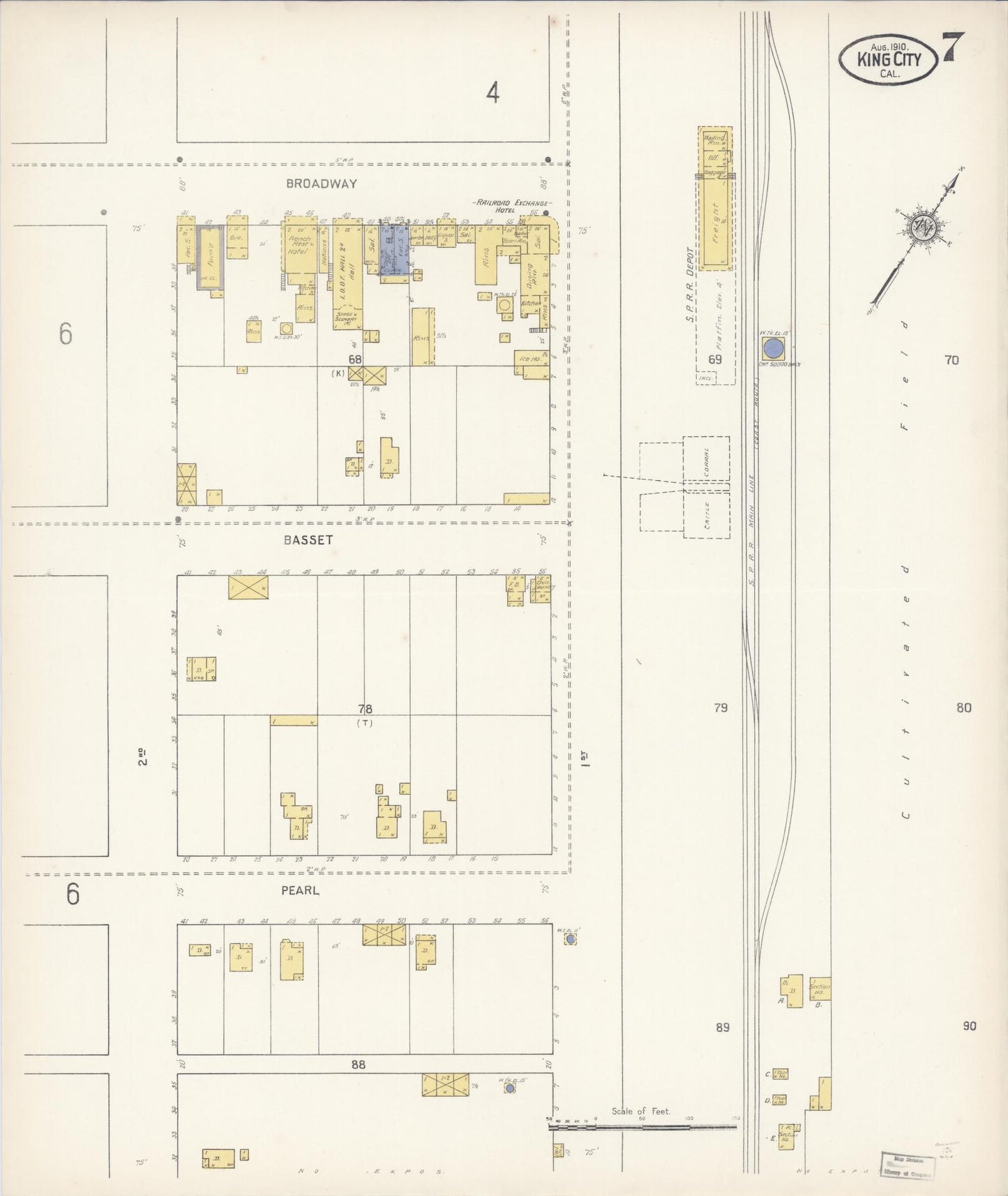 Sanborn Fire Insurance Map from King City, Monterey County, California (1910), Sheet #0007 - Historic Sanborn Fire Insurance Map Print, vintage old map wall art, antique decor, genealogy gift, California California map
