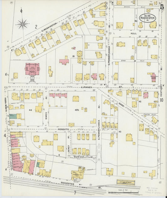 Sanborn Fire Insurance Map from Rochester, Beaver County, Pennsylvania (1903), Sheet #0005 - Historic Sanborn Fire Insurance Map Print, vintage old map wall art, antique decor, genealogy gift, Pennsylvania Pennsylvania map