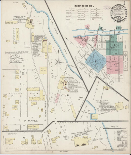 Sanborn Fire Insurance Map from Carmi, White County, Illinois (1886), Sheet #0001 - Historic Sanborn Fire Insurance Map Print, vintage old map wall art, antique decor, genealogy gift, Illinois Illinois map