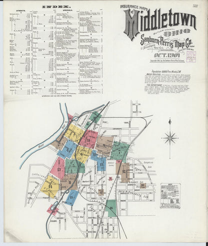 Sanborn Fire Insurance Map from Middletown, Butler County, Ohio (1901), Sheet #0001 - Complete Map Set gallery image, historic Sanborn map, vintage wall art, Ohio Ohio