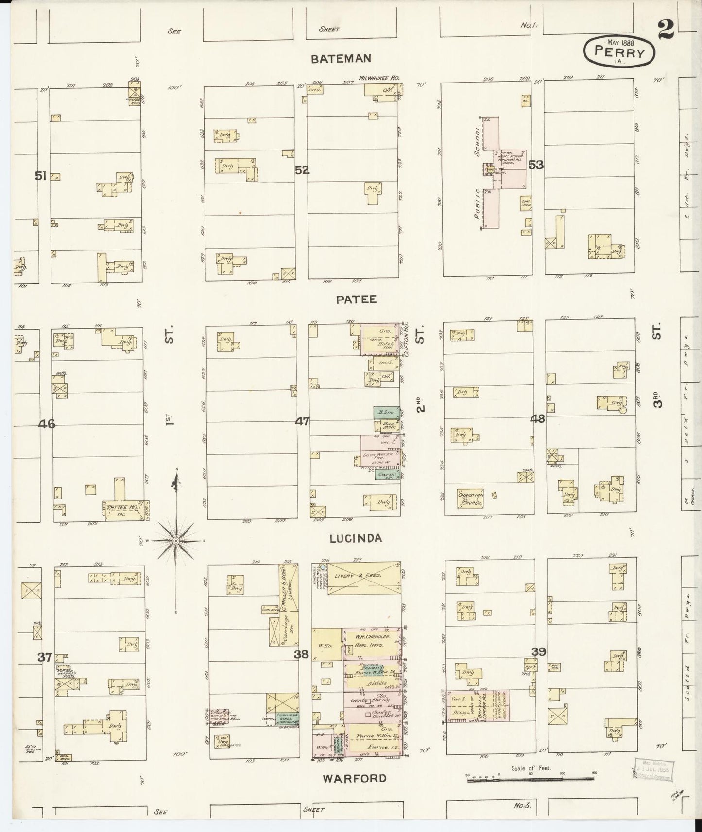 Sanborn Fire Insurance Map from Perry, Dallas County, Iowa (1888), Sheet #0002 - Historic Sanborn Fire Insurance Map Print, vintage old map wall art