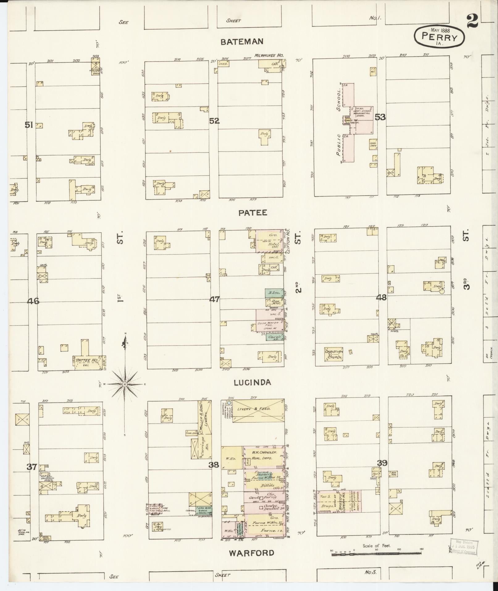 Sanborn Fire Insurance Map from Perry, Dallas County, Iowa (1888), Sheet #0002 - Historic Sanborn Fire Insurance Map Print, vintage old map wall art