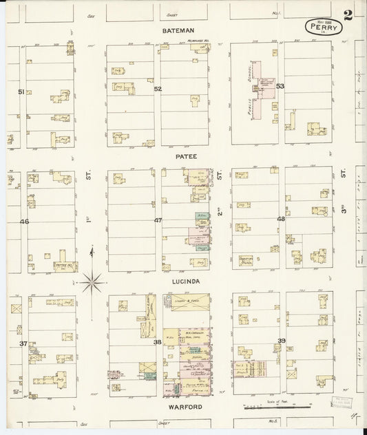 Sanborn Fire Insurance Map from Perry, Dallas County, Iowa (1888), Sheet #0002 - Historic Sanborn Fire Insurance Map Print, vintage old map wall art