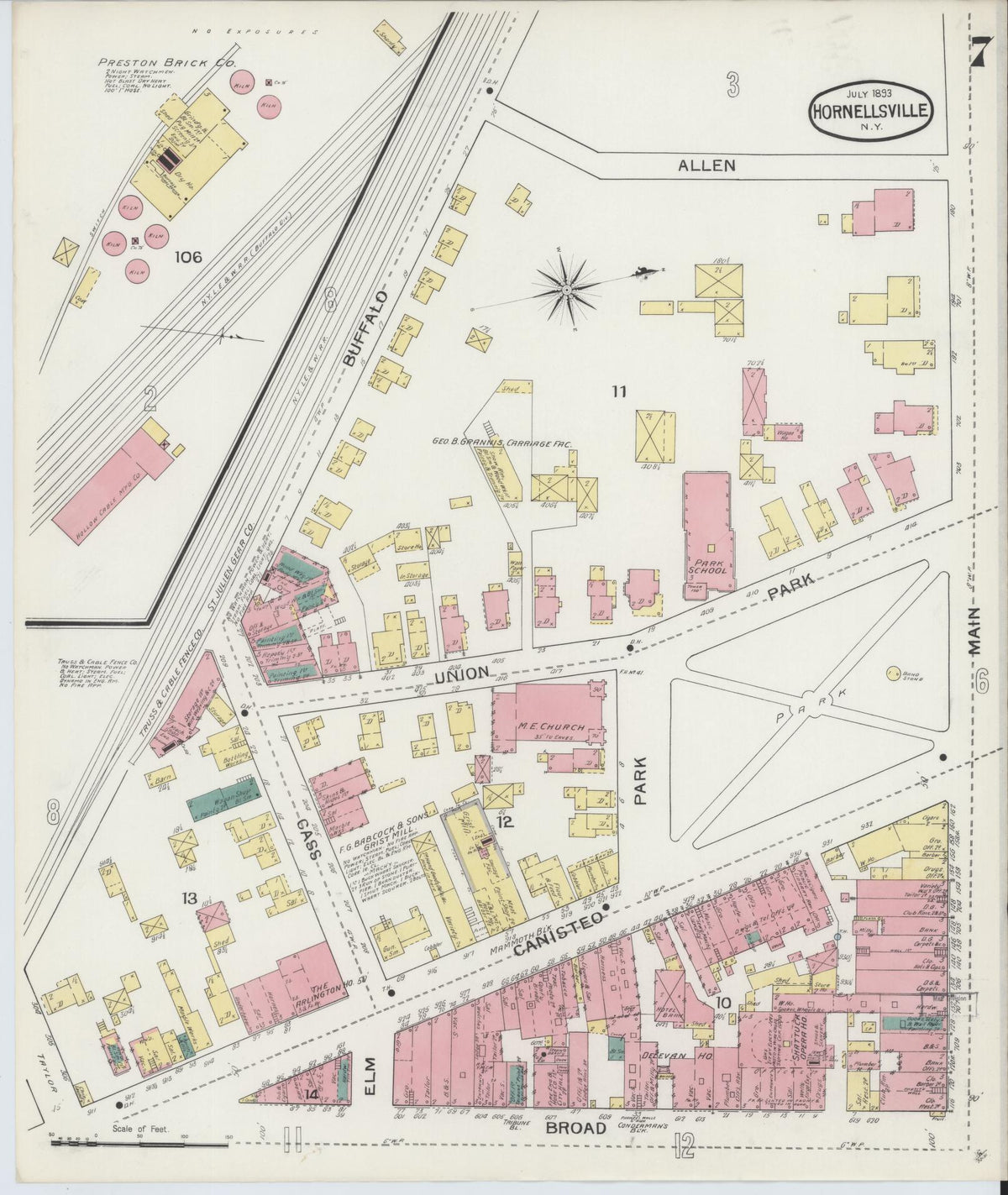 Sanborn Fire Insurance Map from Hornell, Steuben County, New York (1893), Sheet #0007 - Complete Map Set gallery image, historic Sanborn map, vintage wall art, New York New York