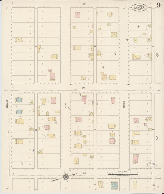 Sanborn Fire Insurance Map from Lander, Fremont County, Wyoming (1918), Sheet #0009 - Historic Sanborn Fire Insurance Map Print, vintage old map wall art, antique decor, genealogy gift, Wyoming Wyoming map