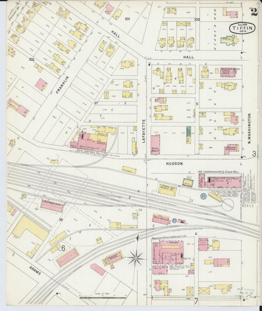 Sanborn Fire Insurance Map from Tiffin, Seneca County, Ohio (1896), Sheet #0002 - Historic Sanborn Fire Insurance Map Print, vintage old map wall art, antique decor, genealogy gift, Ohio Ohio map