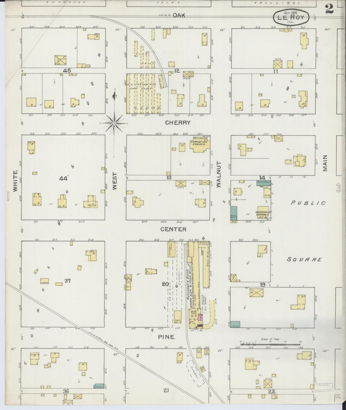 Sanborn Fire Insurance Map from Leroy, McLean County, Illinois (1893), Sheet #0002 - Historic Sanborn Fire Insurance Map Print, vintage old map wall art, antique decor, genealogy gift, Illinois Illinois map