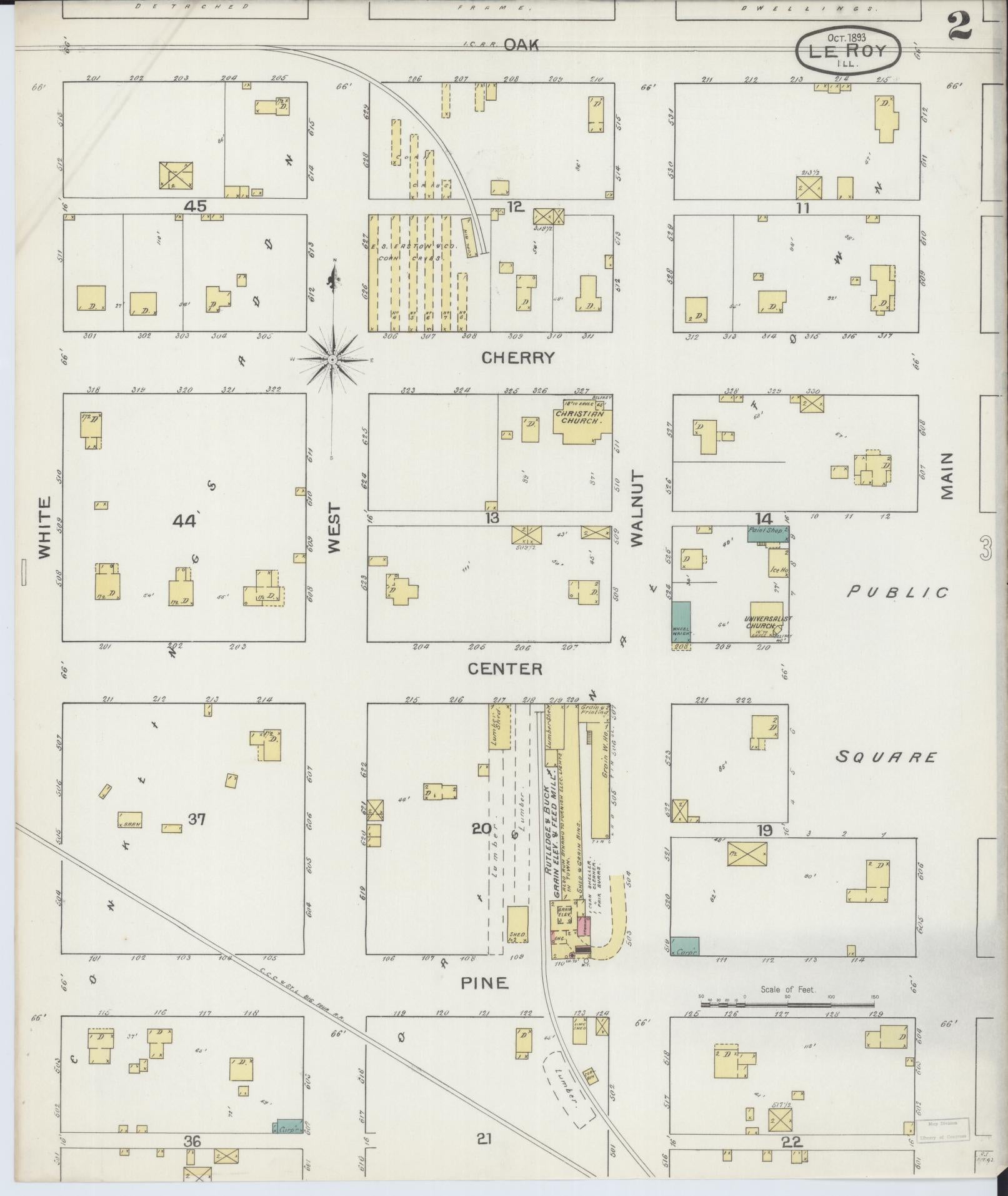 Sanborn Fire Insurance Map from Leroy, McLean County, Illinois (1893), Sheet #0002 - Historic Sanborn Fire Insurance Map Print, vintage old map wall art, antique decor, genealogy gift, Illinois Illinois map