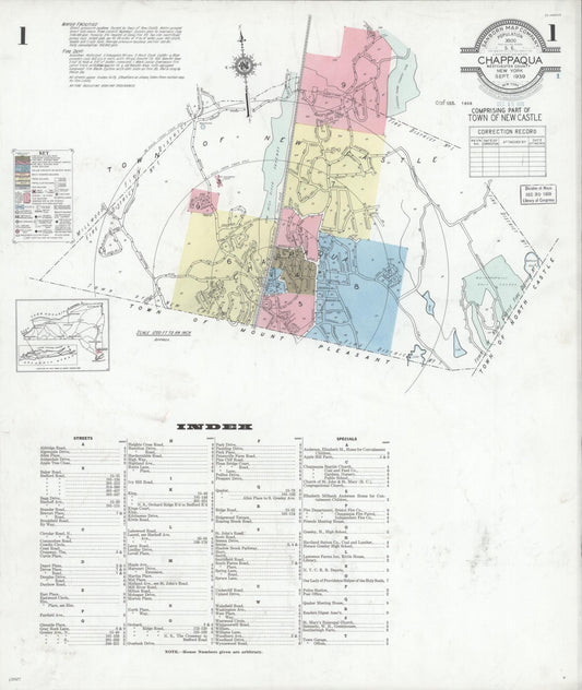 Sanborn Fire Insurance Map from Chappaqua, Westchester County, New York (1939), Sheet #0001 - Complete Map Set gallery image, historic Sanborn map, vintage wall art, New York New York