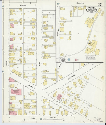 Sanborn Fire Insurance Map from Degraff, Logan County, Ohio (1915), Sheet #0003 - Historic Sanborn Fire Insurance Map Print, vintage old map wall art, antique decor, genealogy gift, Ohio Ohio map