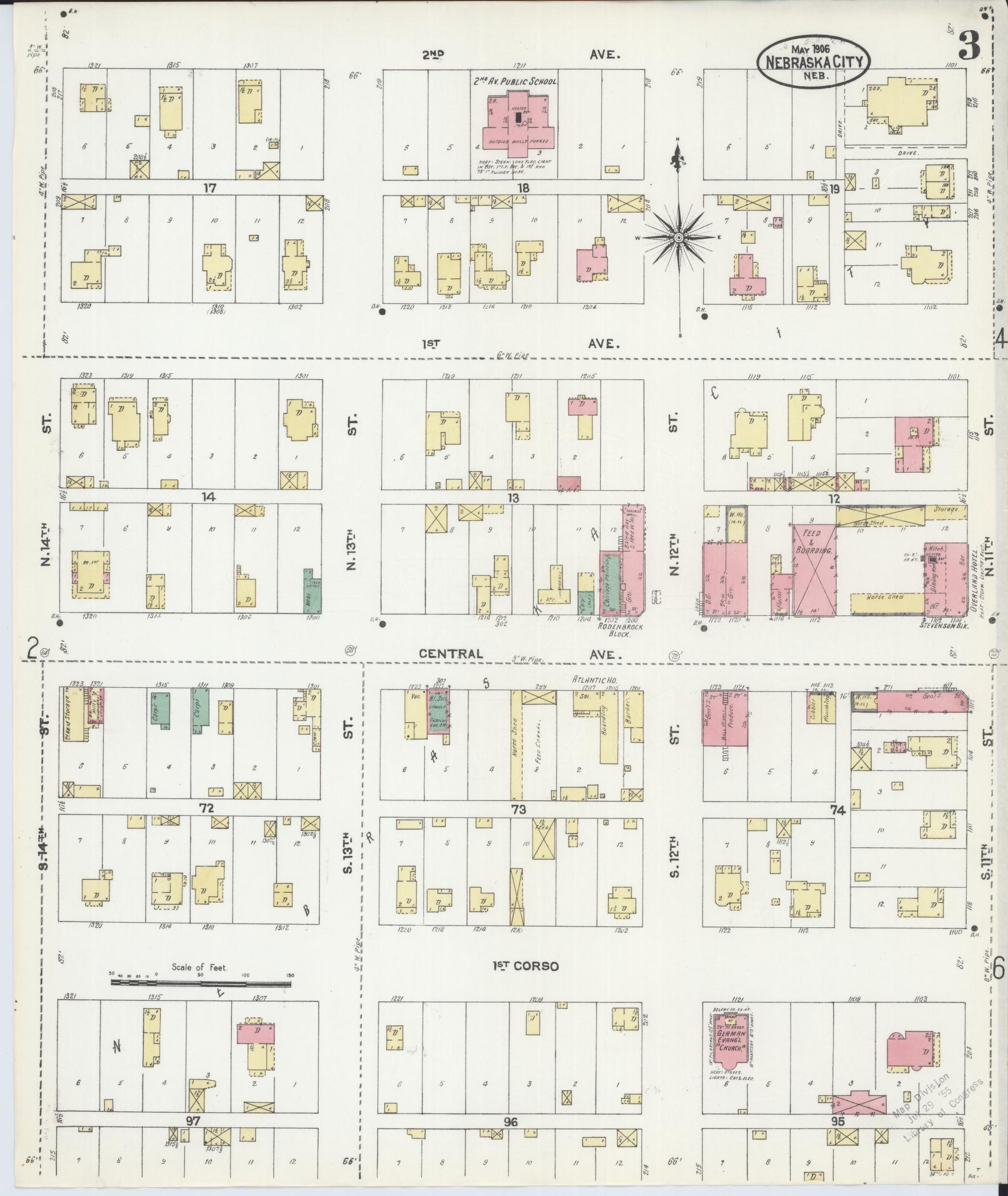 Sanborn Fire Insurance Map from Nebraska City, Otoe County, Nebraska (1906), Sheet #0003 - Complete Map Set gallery image, historic Sanborn map, vintage wall art, Nebraska Nebraska