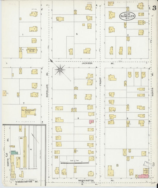 Sanborn Fire Insurance Map from Dunellen, Middlesex County, New Jersey (1905), Sheet #0003 - Historic Sanborn Fire Insurance Map Print, vintage old map wall art, antique decor, genealogy gift, New Jersey New Jersey map
