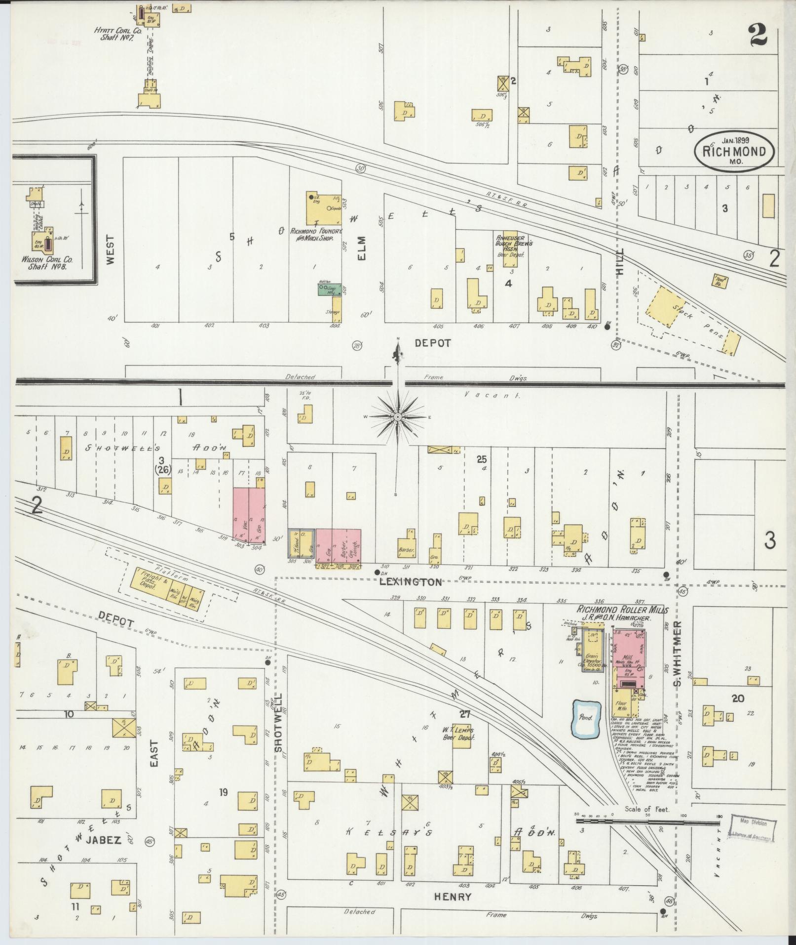 Sanborn Fire Insurance Map from Richmond, Ray County, Missouri (1899), Sheet #0002 - Complete Map Set gallery image, historic Sanborn map, vintage wall art, Missouri Missouri
