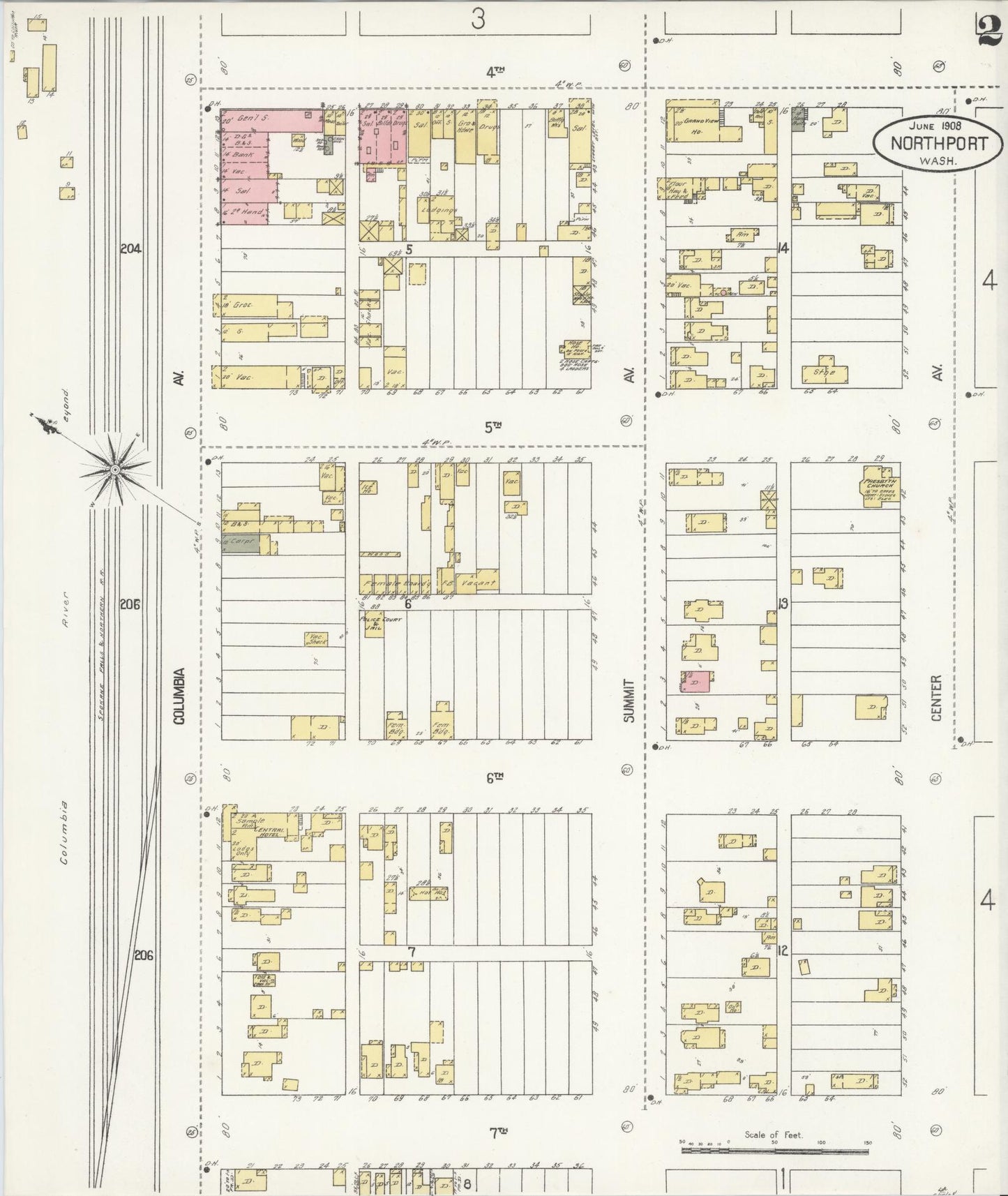 Sanborn Fire Insurance Map from Northport, Stevens County, Washington (1908), Sheet #0002 - Historic Sanborn Fire Insurance Map Print, vintage old map wall art, antique decor, genealogy gift, Washington Washington map