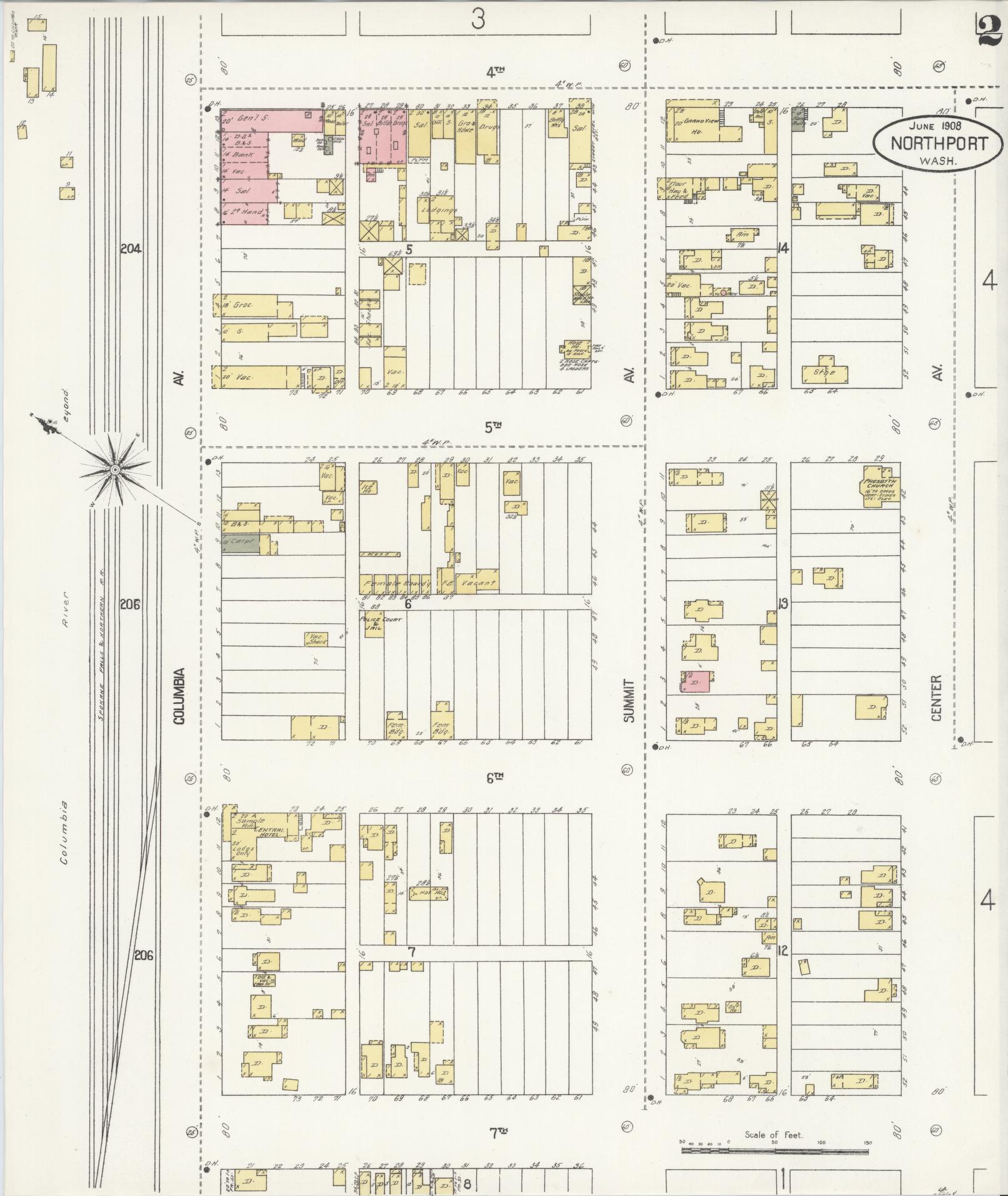 Sanborn Fire Insurance Map from Northport, Stevens County, Washington (1908), Sheet #0002 - Historic Sanborn Fire Insurance Map Print, vintage old map wall art, antique decor, genealogy gift, Washington Washington map