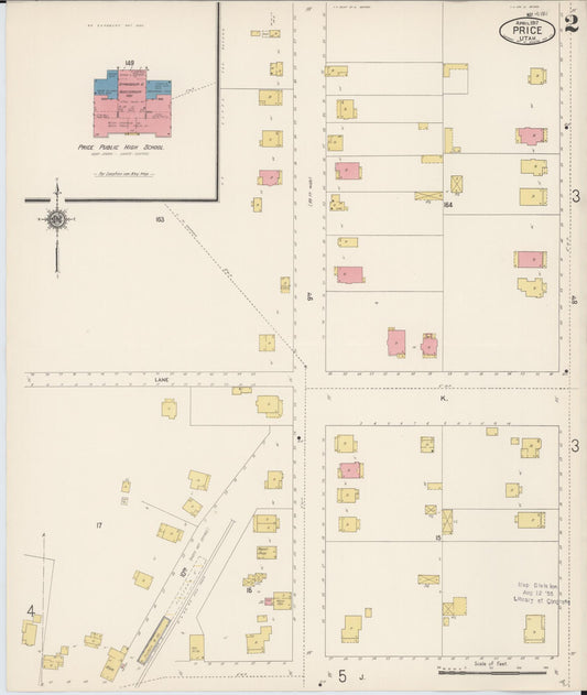 Sanborn Fire Insurance Map from Price, Carbon County, Utah (1917), Sheet #0002 - Historic Sanborn Fire Insurance Map Print, vintage old map wall art, antique decor, genealogy gift, Utah Utah map