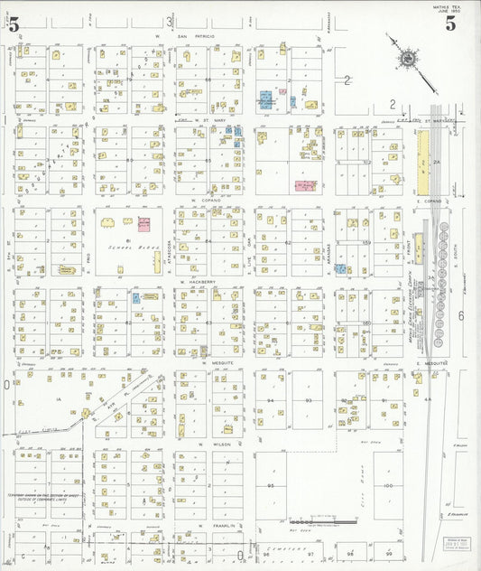 Sanborn Fire Insurance Map from Mathis, San Patricio County, Texas (1950), Sheet #0005 - Historic Sanborn Fire Insurance Map Print, vintage old map wall art, antique decor, genealogy gift, Texas Texas map
