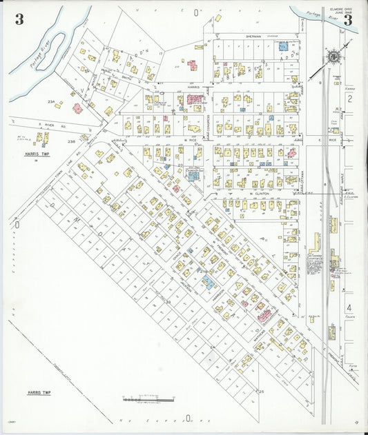 Sanborn Fire Insurance Map from Elmore, Ottawa County, Ohio (1948), Sheet #0003 - Historic Sanborn Fire Insurance Map Print, vintage old map wall art, antique decor, genealogy gift, Ohio Ohio map