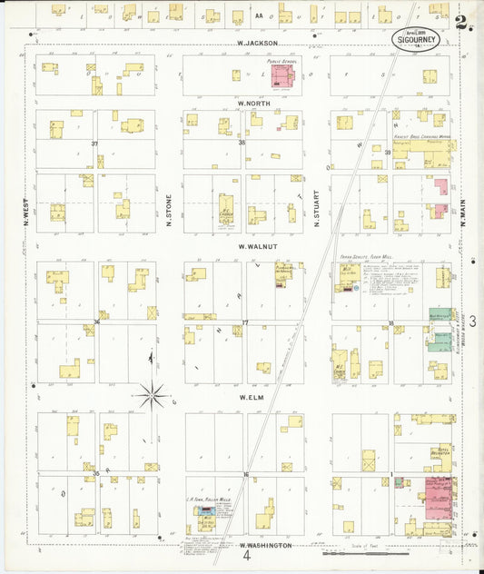 Sanborn Fire Insurance Map from Sigourney, Kiokuk County, Iowa (1899), Sheet #0002 - Historic Sanborn Fire Insurance Map Print, vintage old map wall art