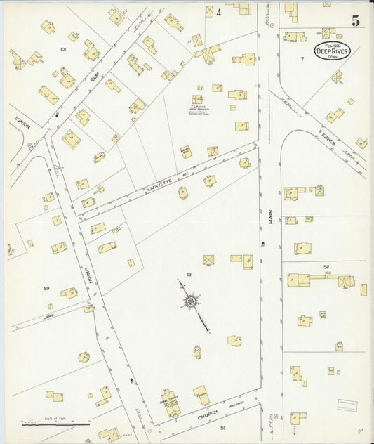 Sanborn Fire Insurance Map from Deep River, Middlesex County, Connecticut (1914), Sheet #0005 - Historic Sanborn Fire Insurance Map Print, vintage old map wall art, antique decor, genealogy gift, Connecticut Connecticut map