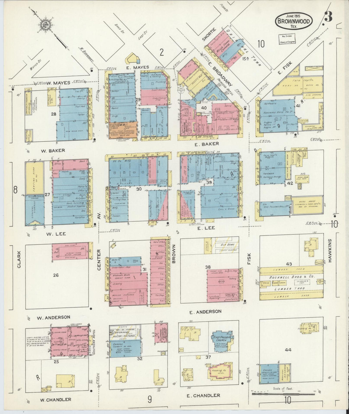 Sanborn Fire Insurance Map from Brownwood, Brown County, Texas (1915), Sheet #0003 - Complete Map Set gallery image, historic Sanborn map, vintage wall art, Texas Texas