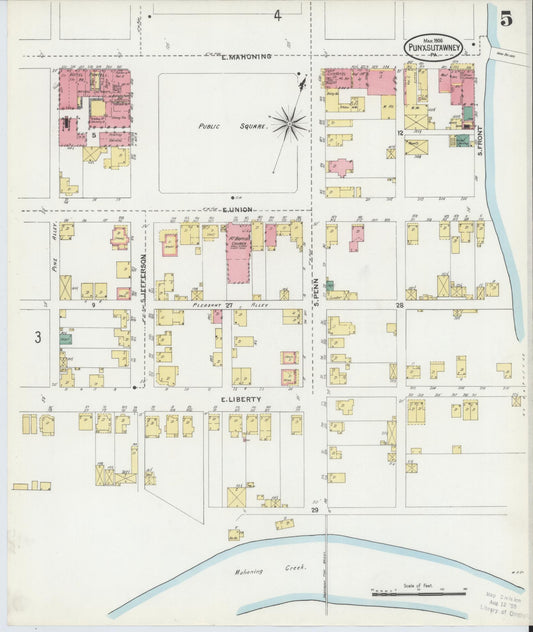 Sanborn Fire Insurance Map from Punxsutawney, Jefferson County, Pennsylvania (1906), Sheet #0005 - Historic Sanborn Fire Insurance Map Print, vintage old map wall art, antique decor, genealogy gift, Pennsylvania Pennsylvania map