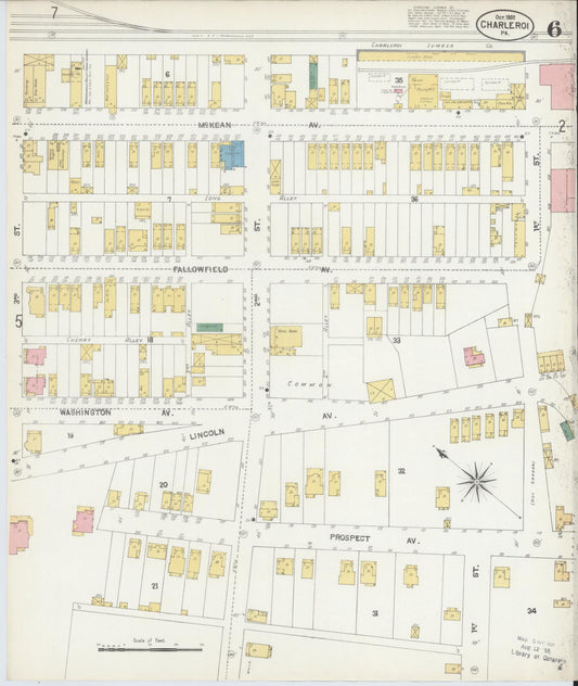 Sanborn Fire Insurance Map from Charleroi, Washington County, Pennsylvania (1902), Sheet #0006 - Historic Sanborn Fire Insurance Map Print, vintage old map wall art, antique decor, genealogy gift, Pennsylvania Pennsylvania map