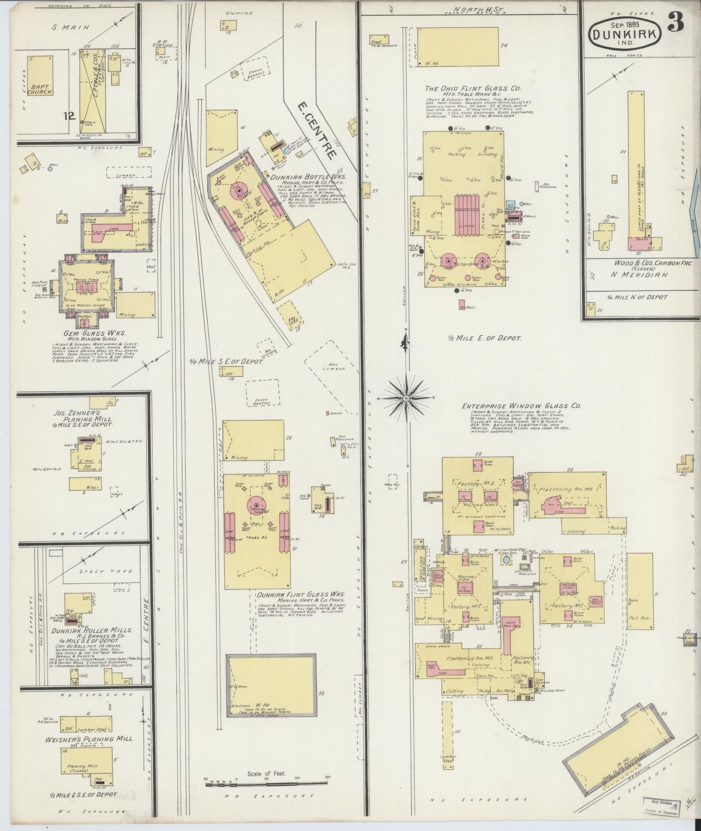 Sanborn Fire Insurance Map from Dunkirk, Jay And Blackford Counties, Indiana (1893), Sheet #0003 - Complete Map Set gallery image, historic Sanborn map, vintage wall art, Indiana Indiana