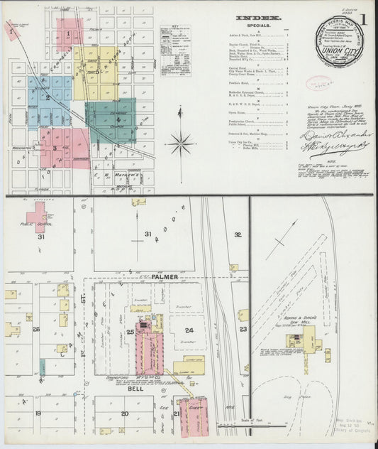 Sanborn Fire Insurance Map from Union City, Obion County, Tennessee (1892), Sheet #0001 - Complete Map Set gallery image, historic Sanborn map, vintage wall art, Tennessee Tennessee