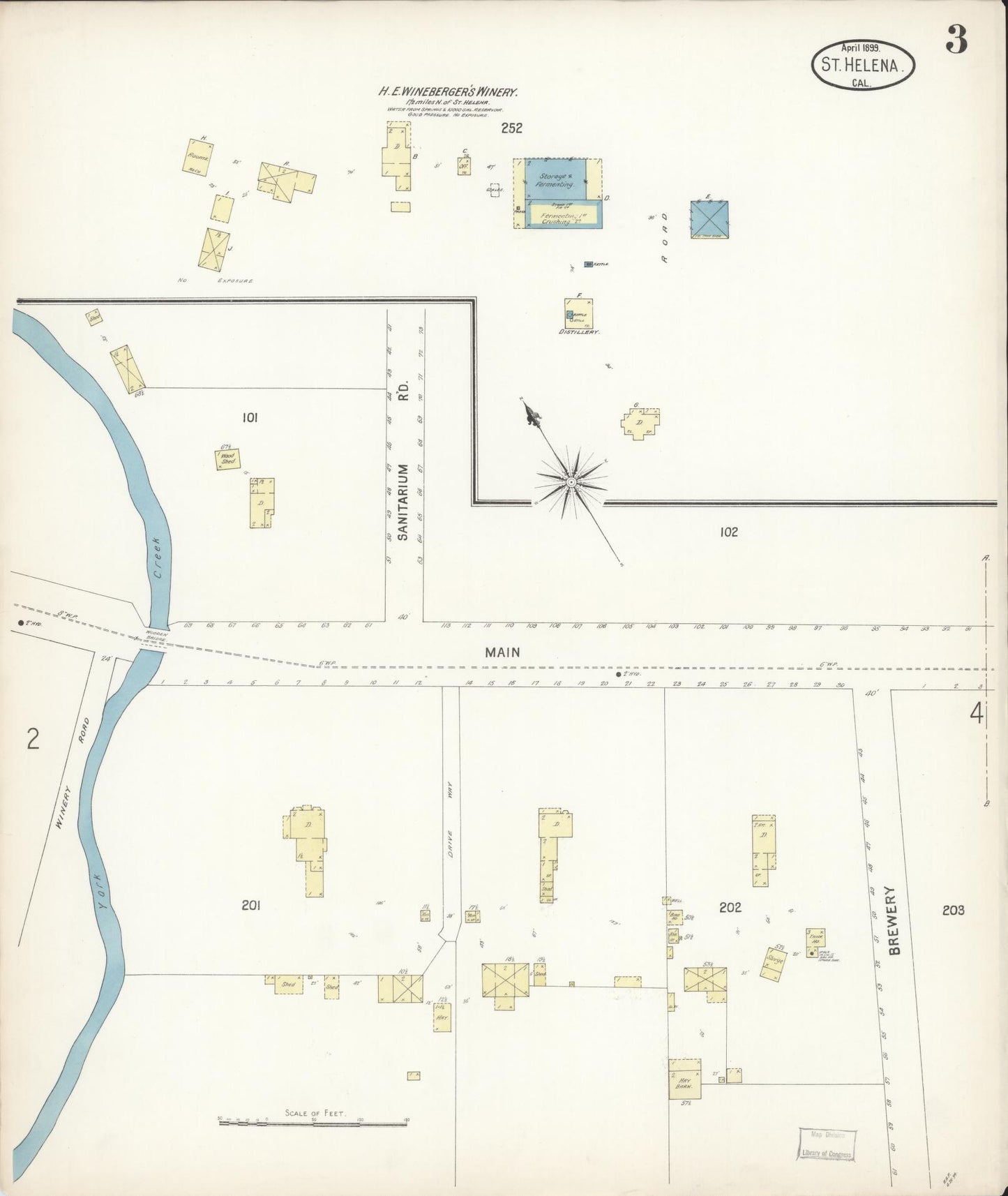 Sanborn Fire Insurance Map from Saint Helena, Napa County, California (1899), Sheet #0003 - Complete Map Set gallery image, historic Sanborn map, vintage wall art, California California